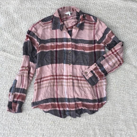 Lucky | pale pink plaid viscose modal button down - Picture 8 of 8